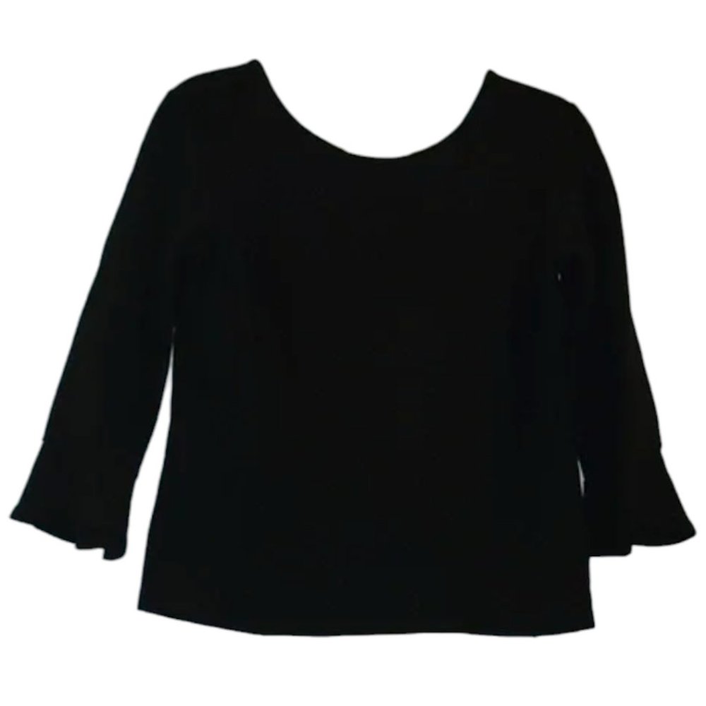 Talbots Medium Flutter Sleeve Black Top